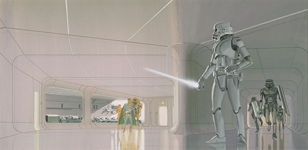 Early Ralph McQuarrie Painting of the Death Star Rescue