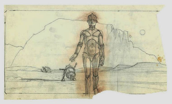 Early Ralph McQuarrie Sketch of droids