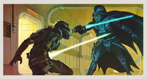 Early Ralph McQuarrie Painting of Lightsaber Duel